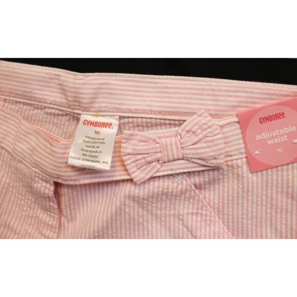 NWT 2006 Gymboree Garden Bloom Easter Pink White Stripe Capris Seersucker sz 10 - Picture 8 of 9